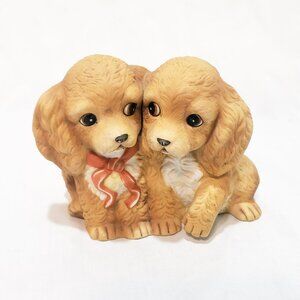 Cocker Spaniel Puppies Dog Figurine 3" Masterpiece Porcelain by HOMCO 1988